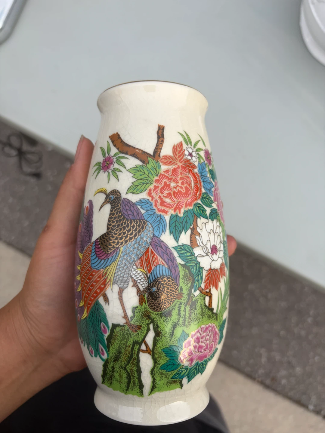 Decorative Vase with Peacock and Floral Design - photo 3