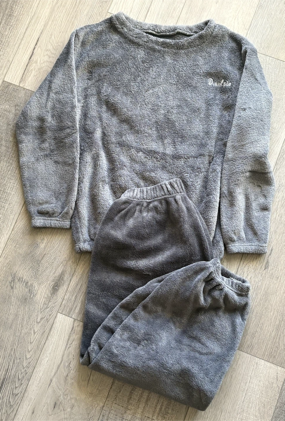 Grey Plush Pajama Set