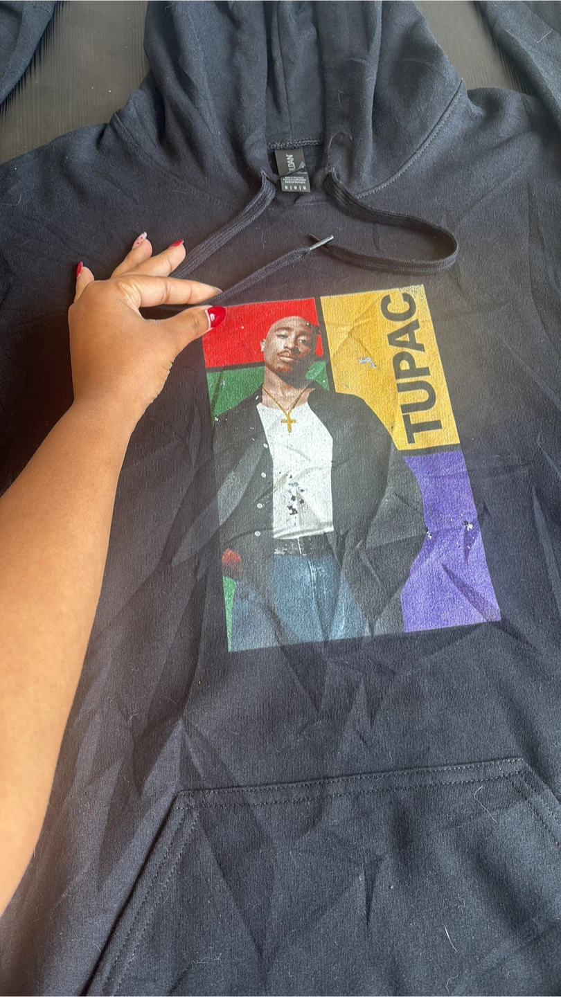 Black Tupac Graphic Hoodie - photo 5
