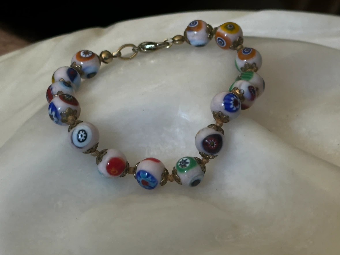handcrafted Murano glass millefiori beaded bracelet - photo 2