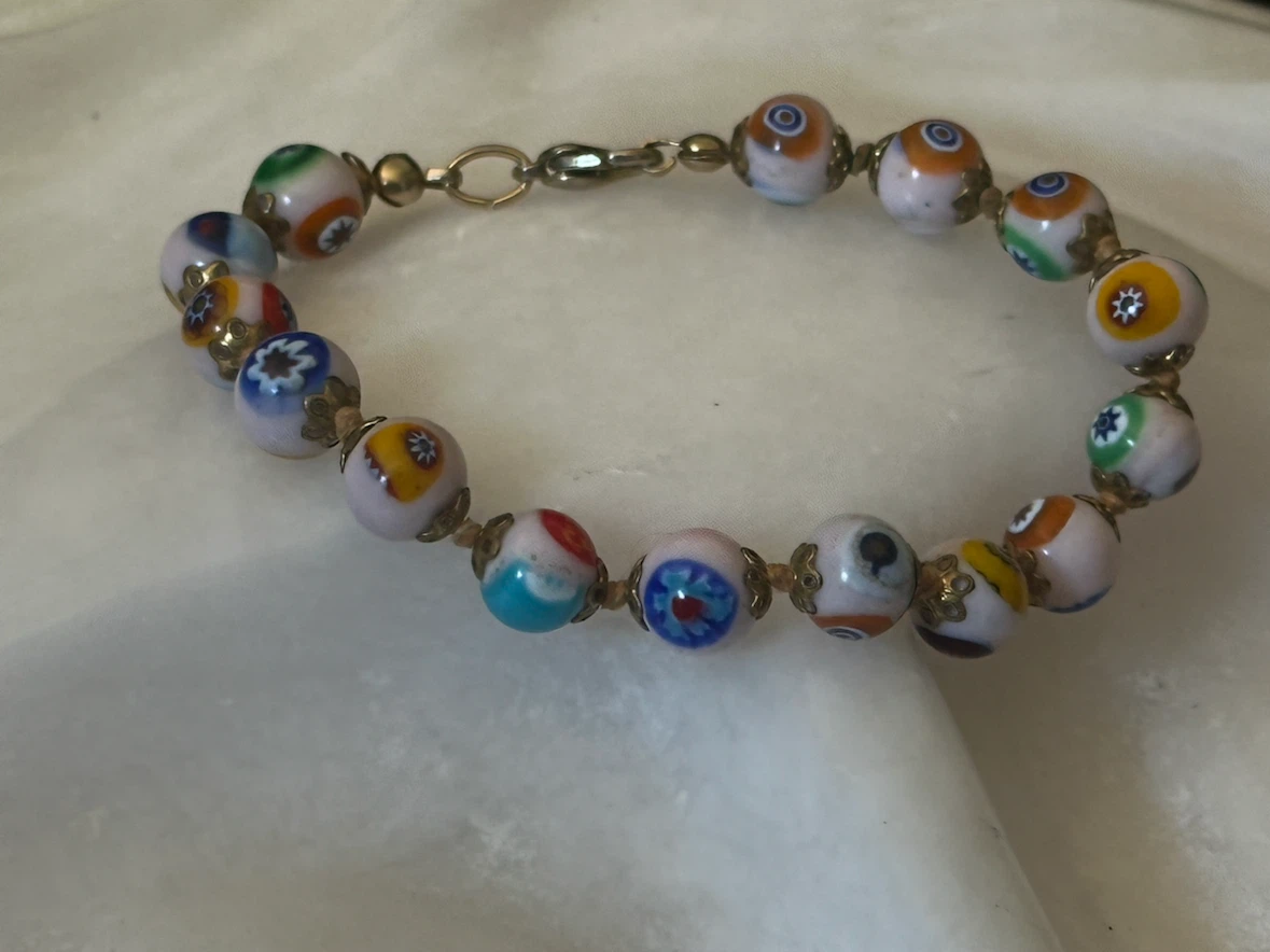 handcrafted Murano glass millefiori beaded bracelet - photo 3