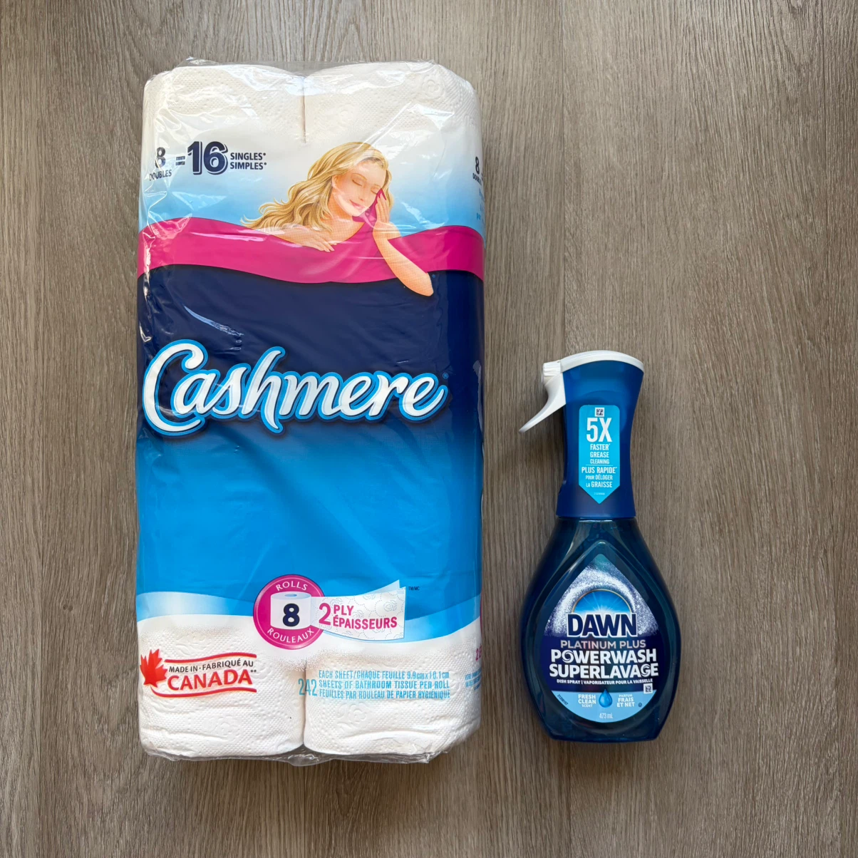 Cashmere 8 Double Roll Bath Tissue & Dawn Powerwash Spray