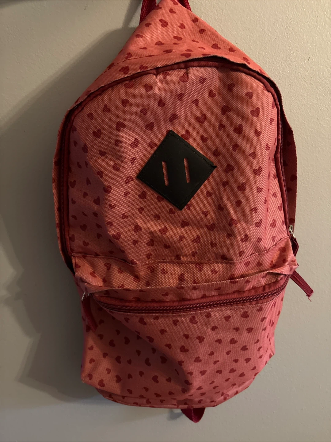 Pink Heart Print Backpack