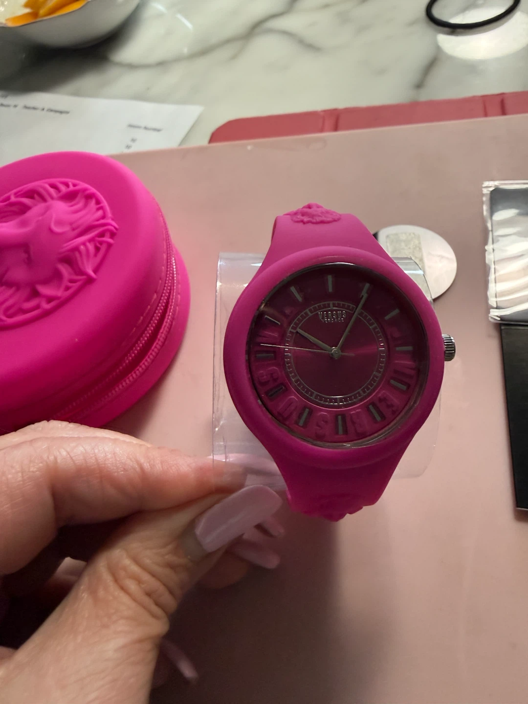 Versus Versace watch, pink silicone
