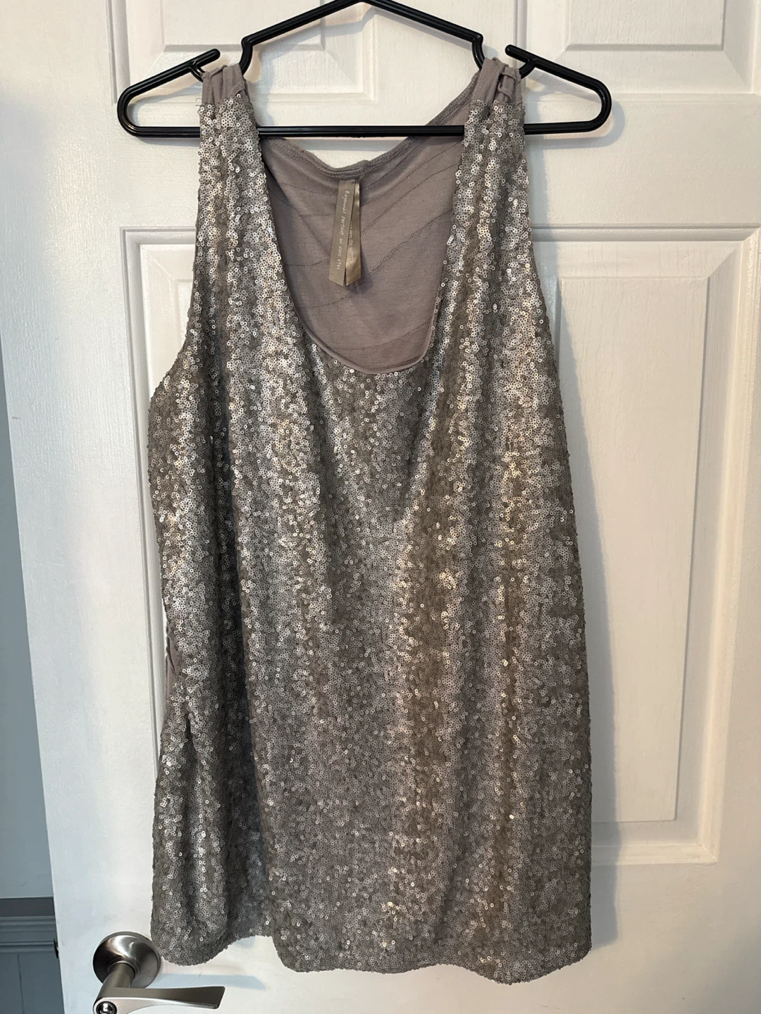 Pennington  Grey Sequin Top 2X