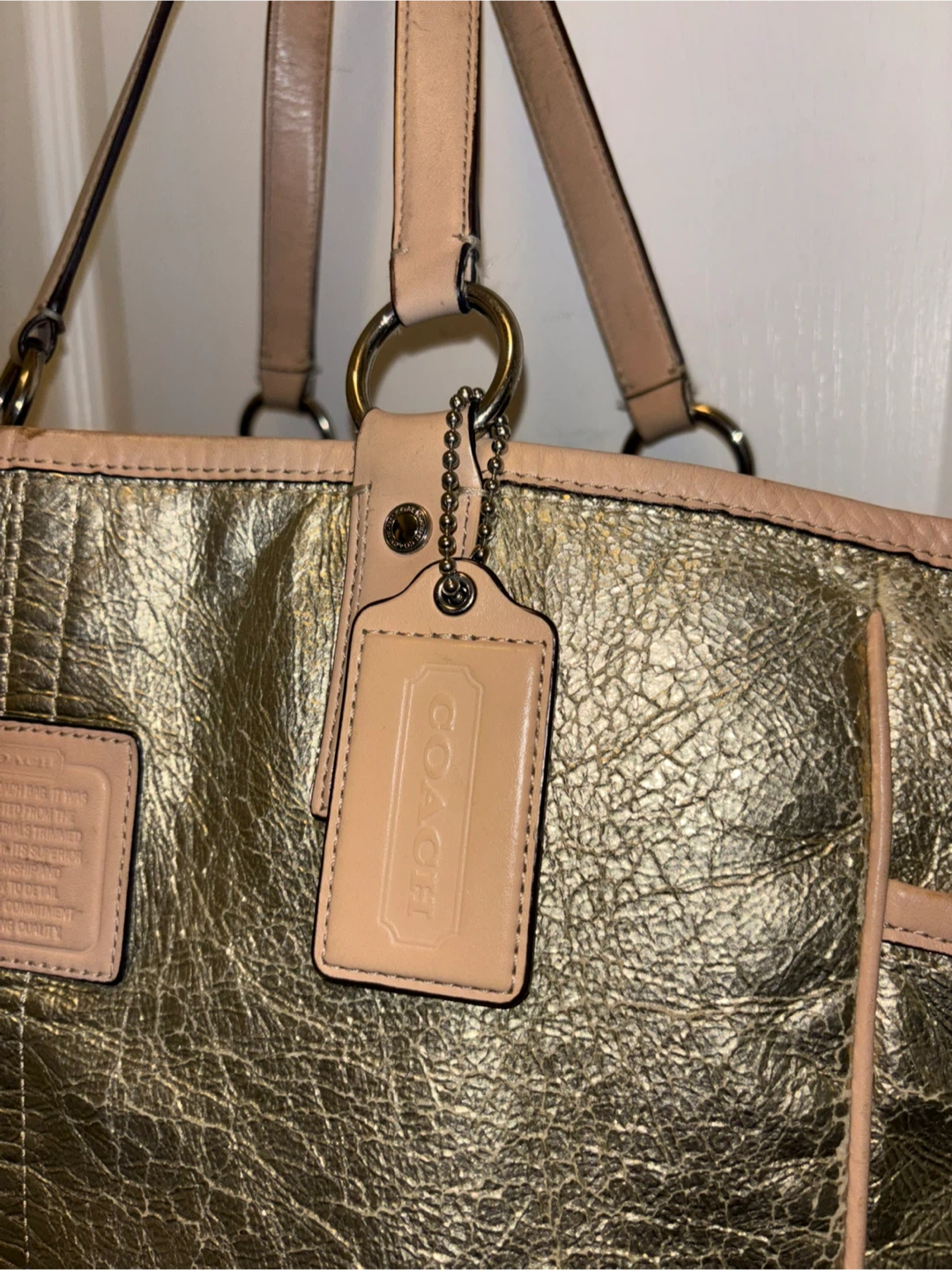 Coach Silver Metallic Leather Shoulder Bag - photo 5