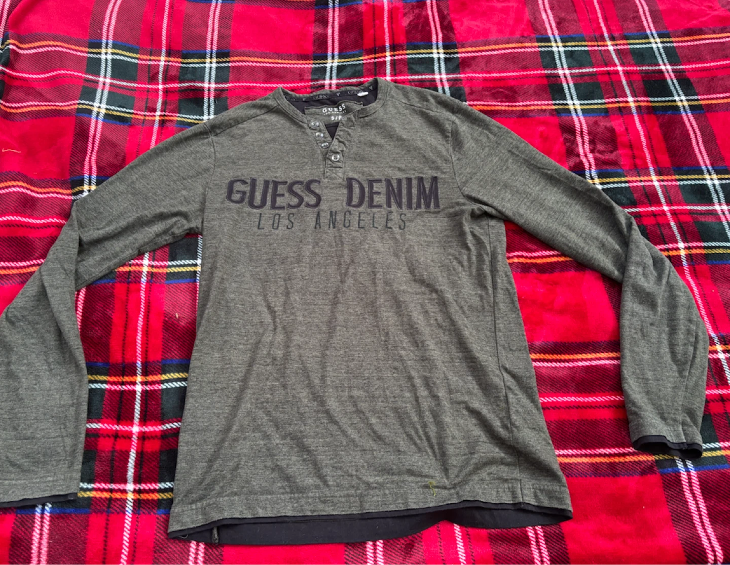 Guess Denim Long Sleeve Henley Shirt - photo 2