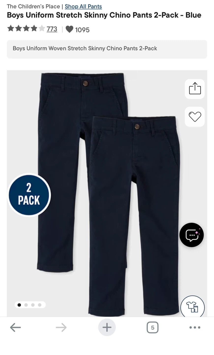 The Children's Place Boys size 12 Skinny Chino Pants 2-Pack