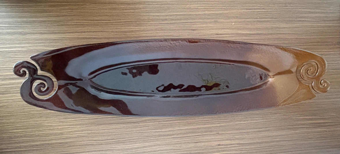 Long decorative brown glass tray - photo 2