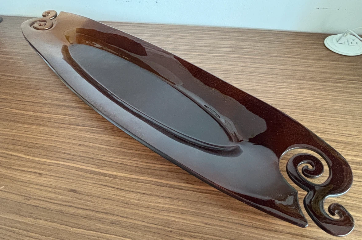 Long decorative brown glass tray - photo 3