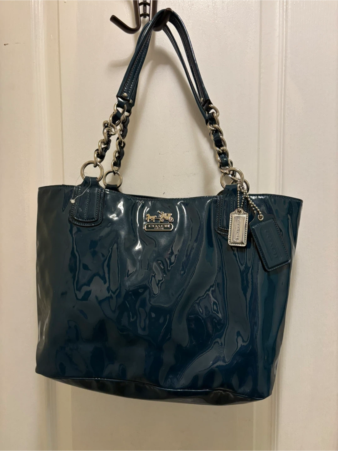 Coach Chelsea Hunter Green Patent Leather Tote Bag