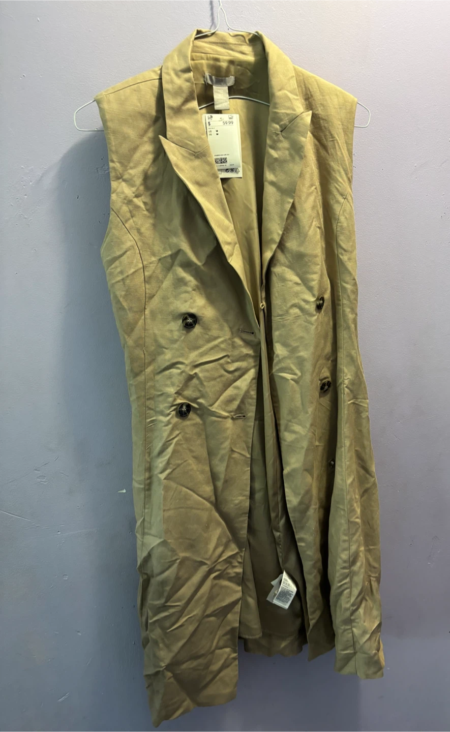 H&M Sleeveless Double-Breasted Vest - Tan