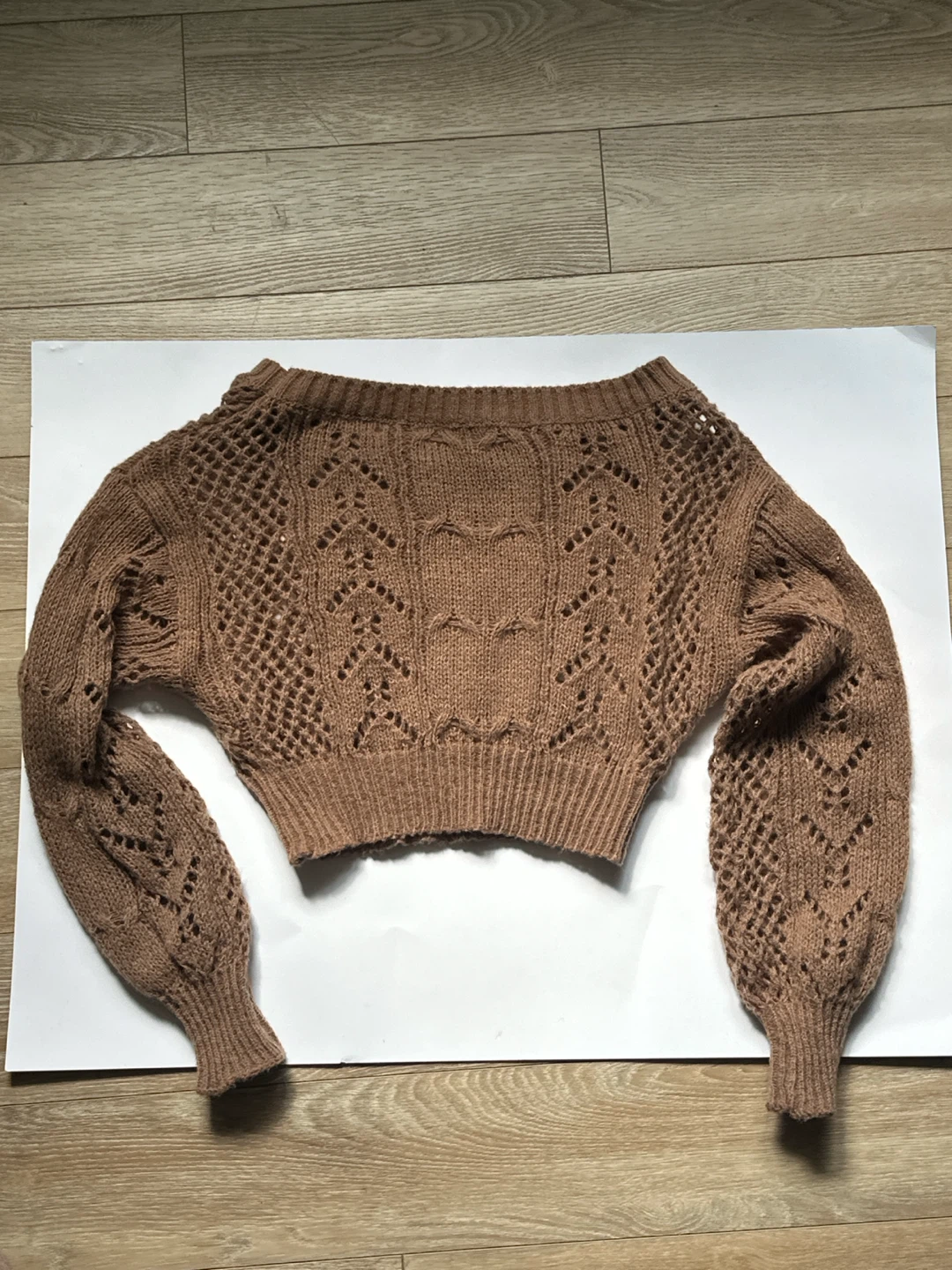 Brown Knit Sweater with Cutout Details
