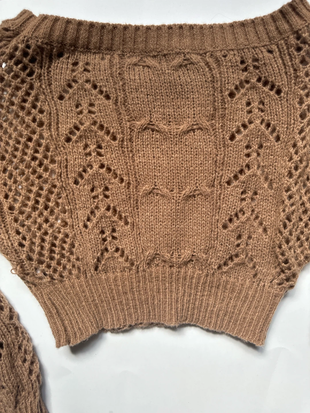 Brown Knit Sweater with Cutout Details - photo 2