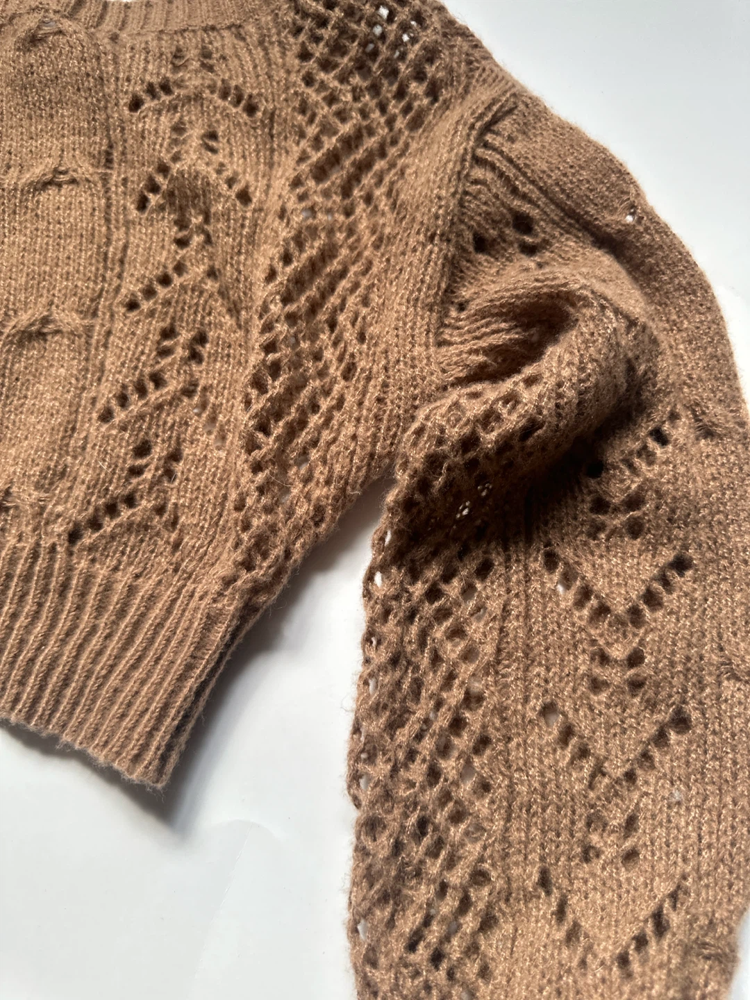 Brown Knit Sweater with Cutout Details - photo 3