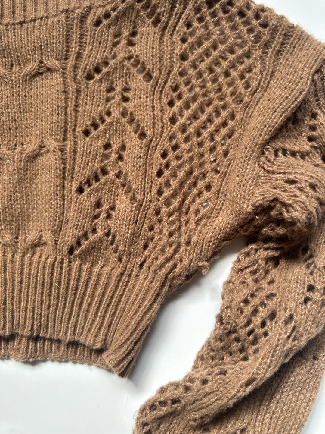 Brown Knit Sweater with Cutout Details - photo 4
