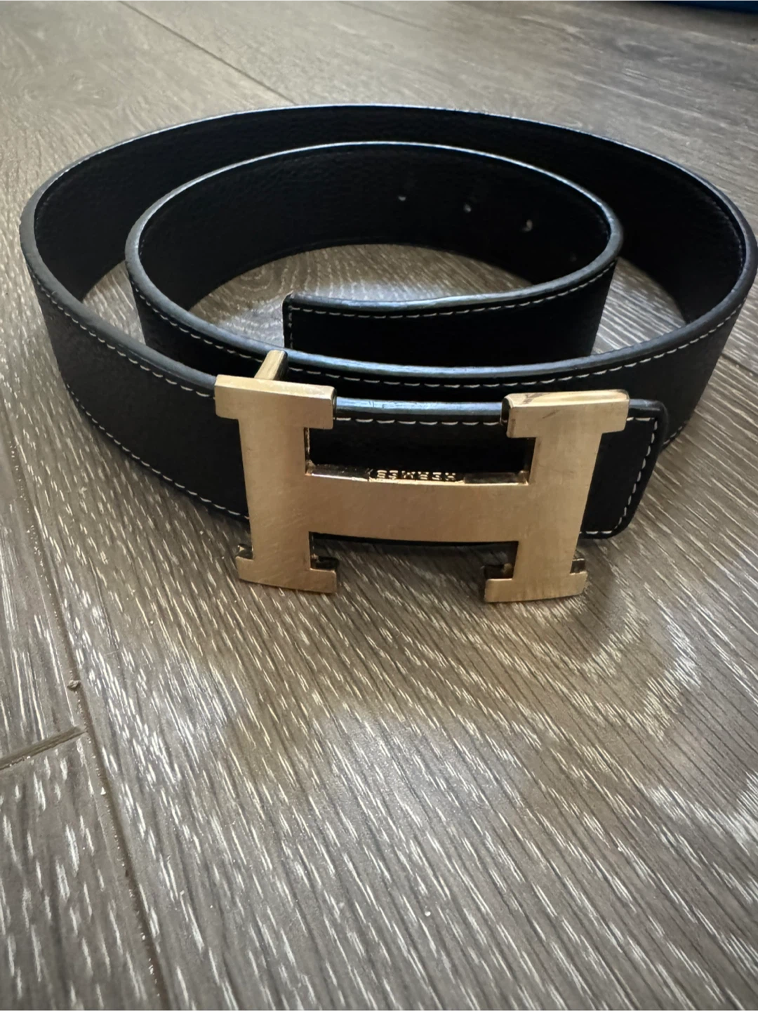 Hermès Black Leather Belt
