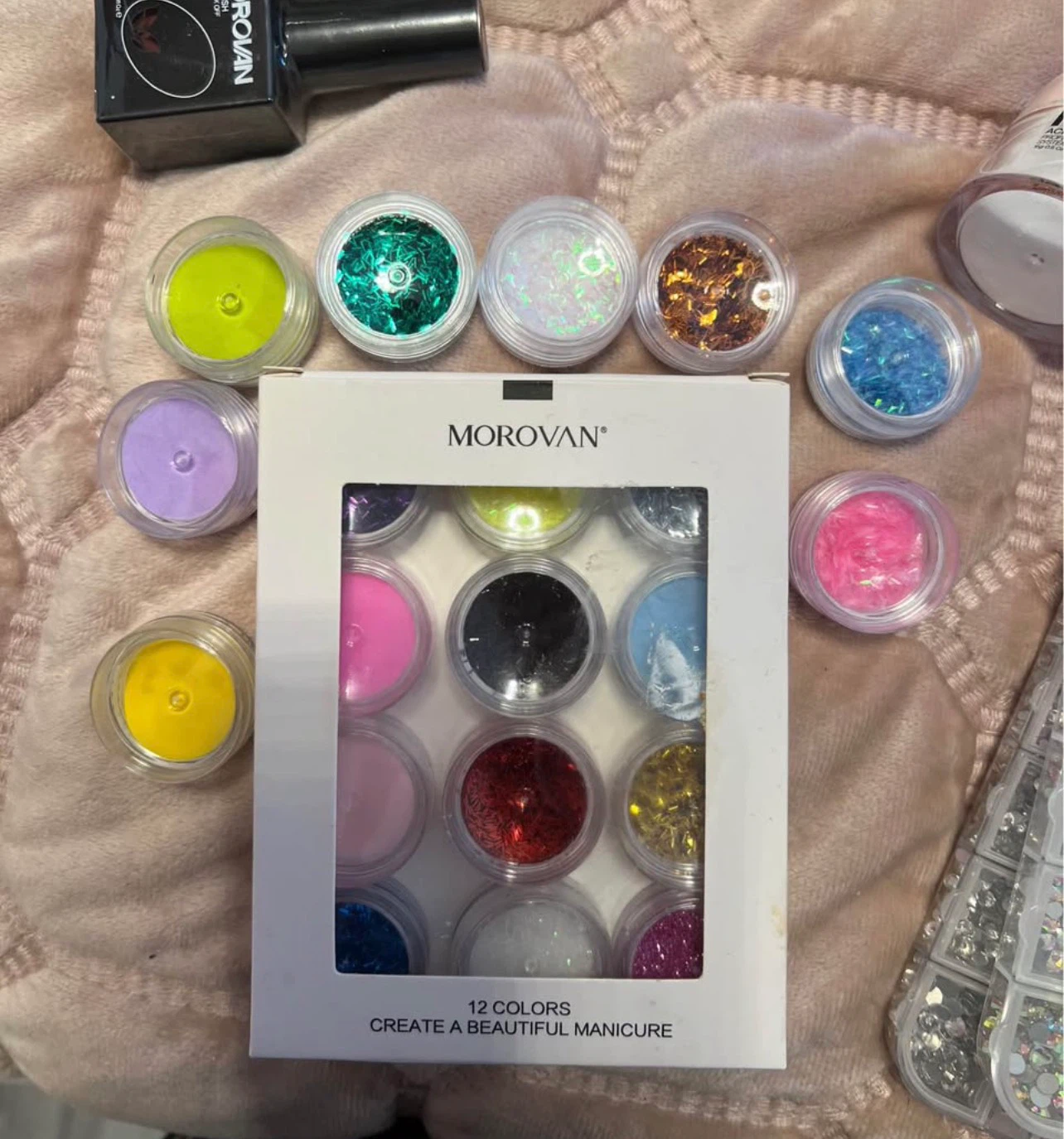 MOROVAN 12 Colors Nail Glitter Set