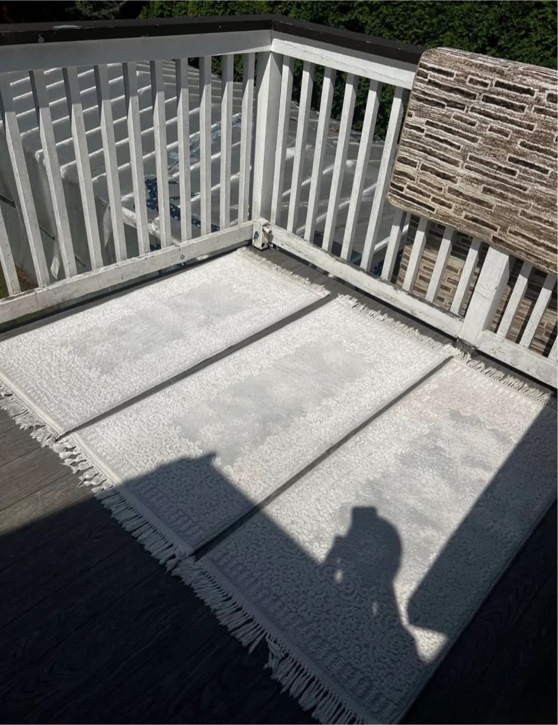 Light Grey Area Rug with Fringed Edges - photo 2