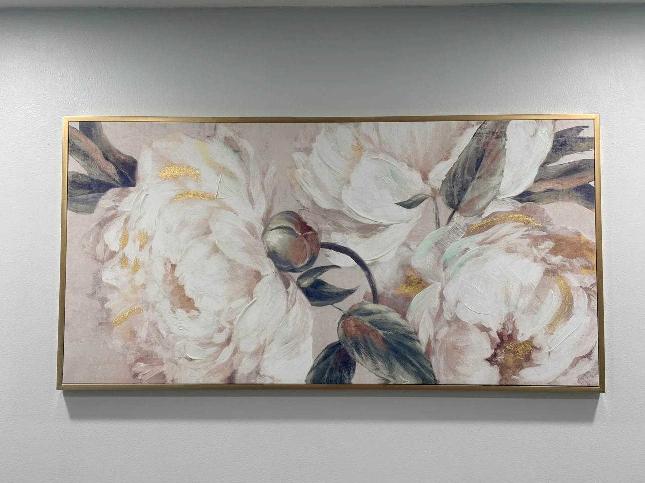 Large Floral Wall Art with Gold Frame