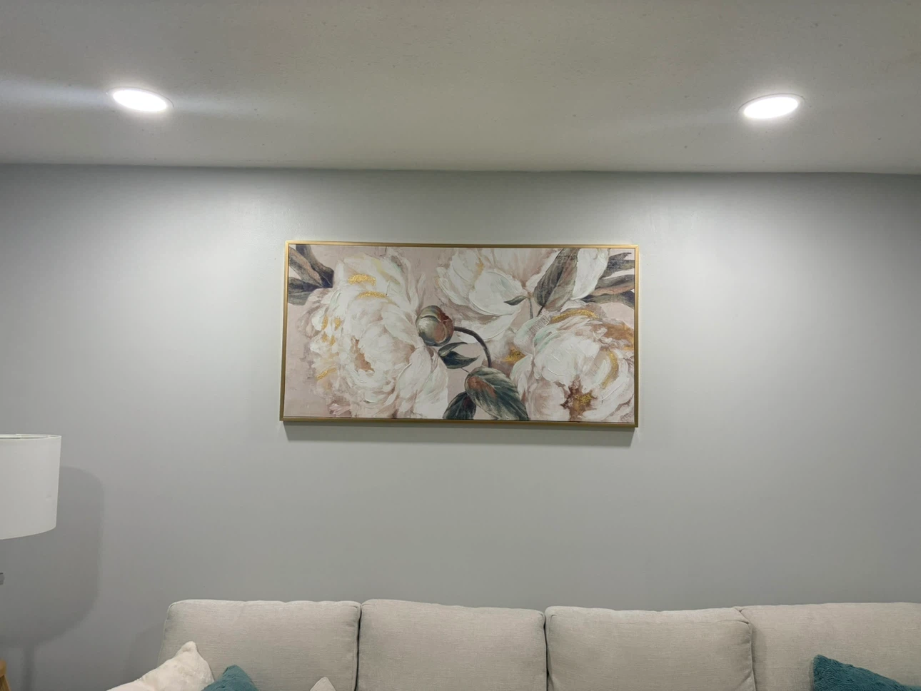 Large Floral Wall Art with Gold Frame - photo 2