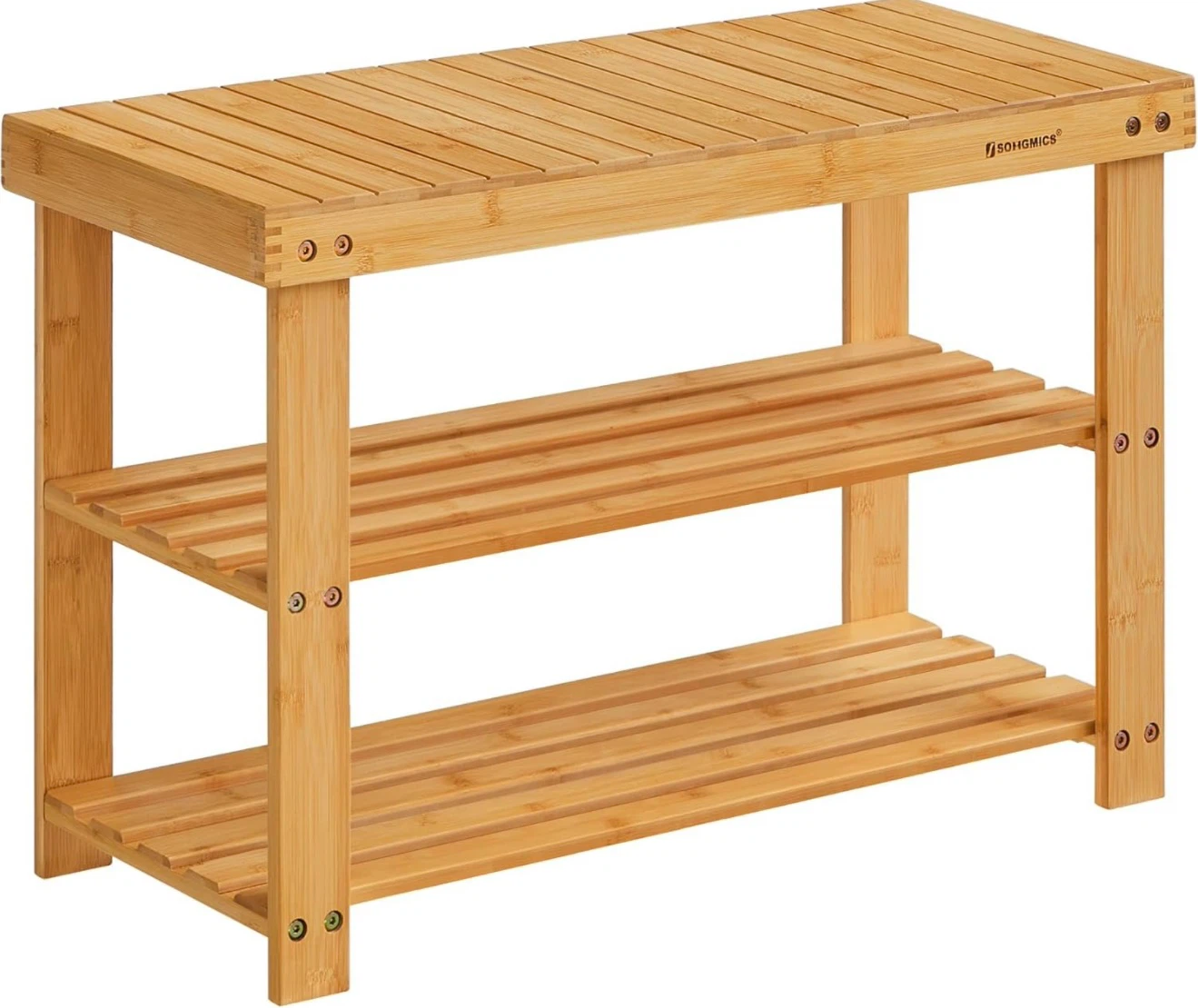 SONGMICS 3-Tier Bamboo Shoe Bench