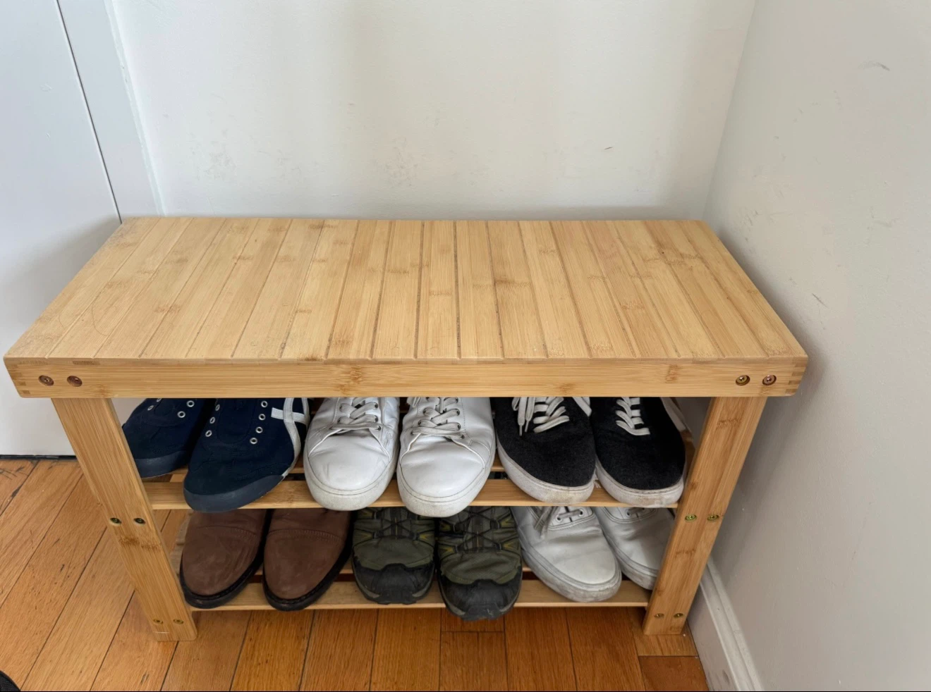 SONGMICS 3-Tier Bamboo Shoe Bench - photo 2