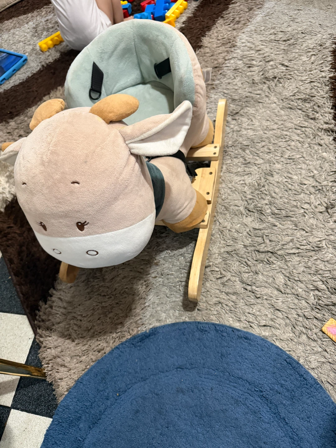 Plush Rocking Toy with Wooden Base