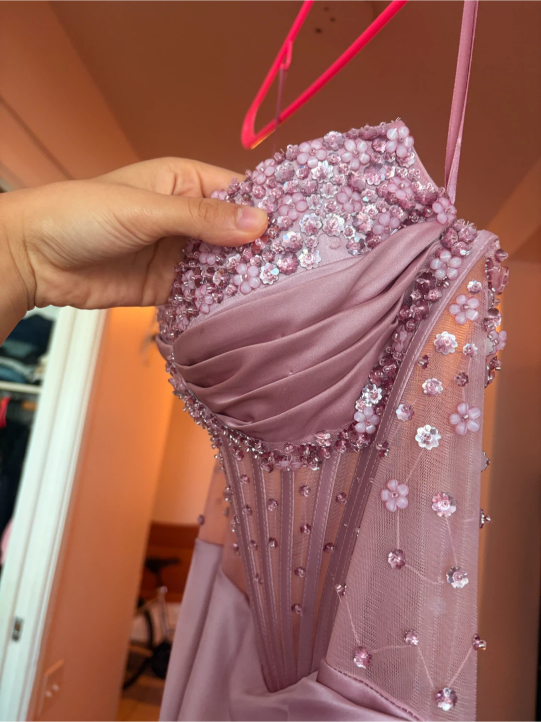 Dusty Rose Corset Prom dress - photo 5