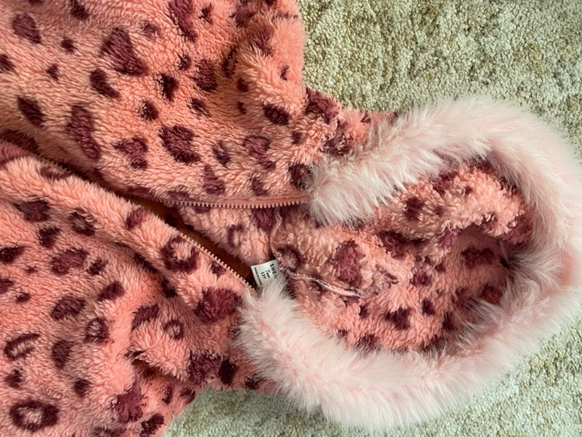 SHEIN Pink Leopard Print Fuzzy Jacket 13Y - photo 4