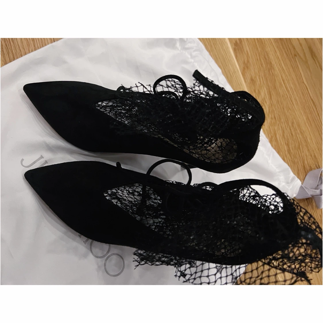 JIMMY CHOO LEANNE 100 MESH-TRIM SUEDE PUMPS IN BLACK - photo 3