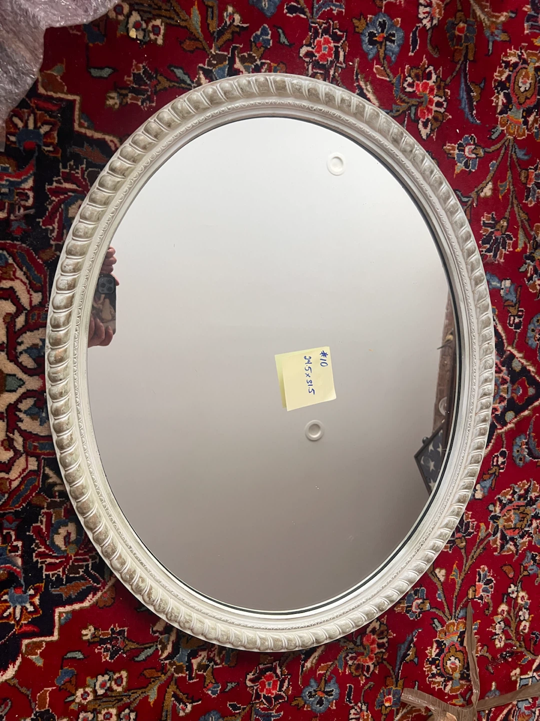 #10 - off White Oval Decorative Mirror