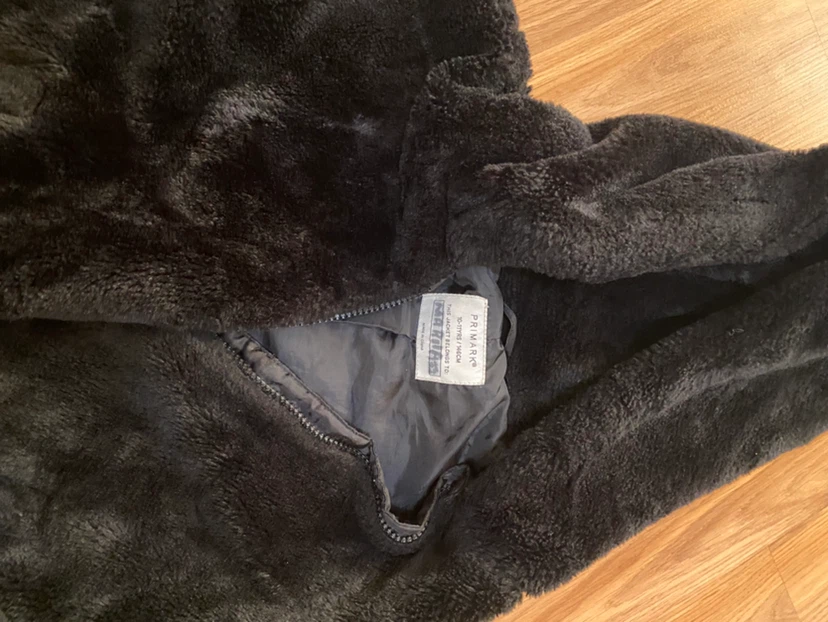 Primark Black Faux Fur Hoodie Jacket girl - photo 2