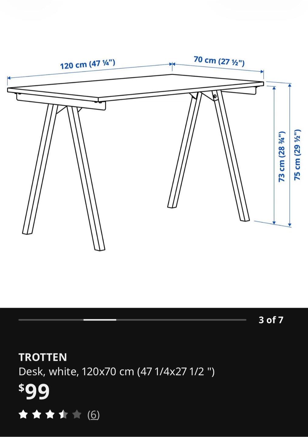 IKEA TROTTEN Desk – $80 - photo 3