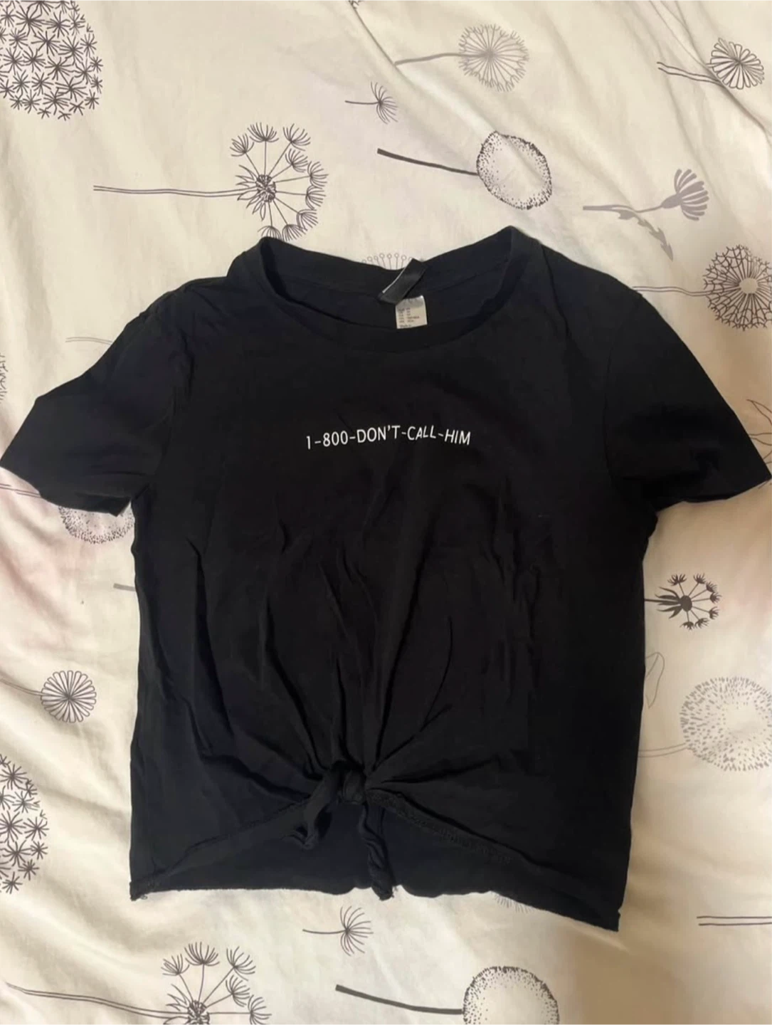 Black H&M T-Shirt with "1-800-DON'T-CALL-HIM" graphic