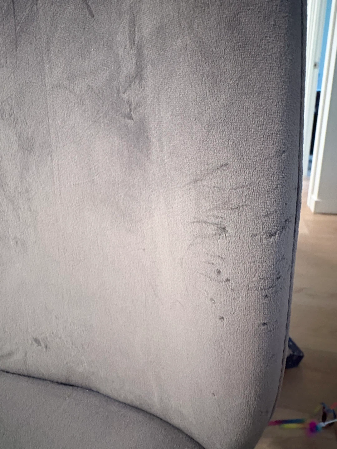 Two Grey Velvet Bar Stools - photo 2