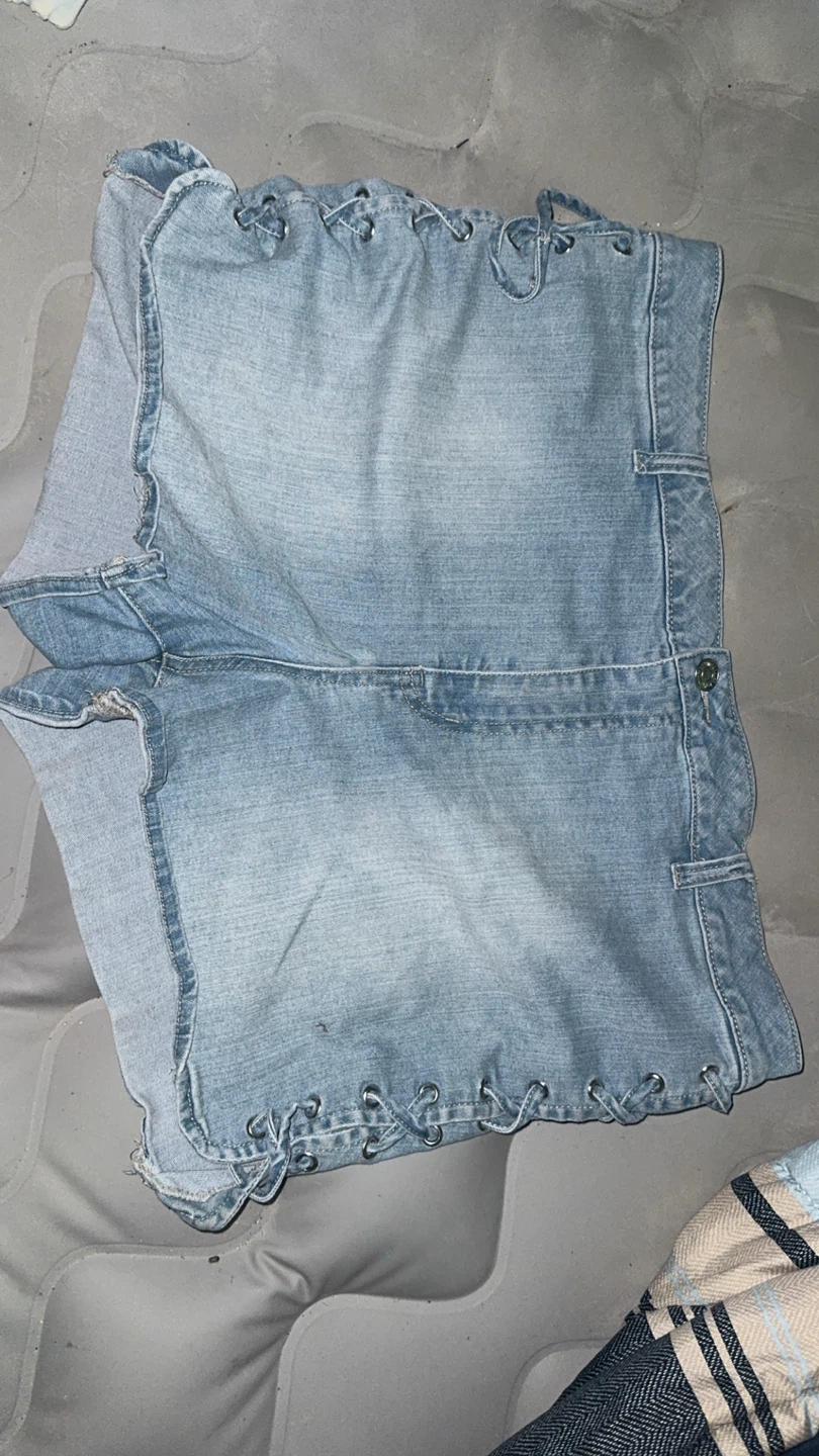 Forever 21 Light Wash Denim Lace-Up Shorts - photo 2