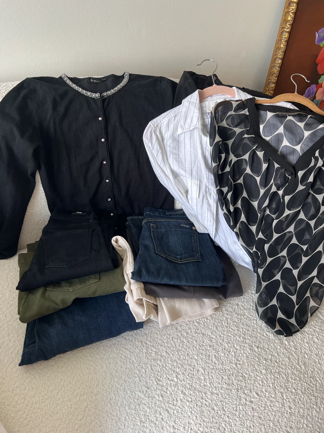 Bundle of woman’s clothes.