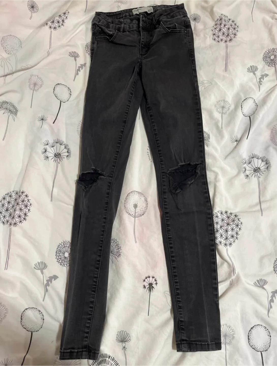 Garage Grey Ripped Skinny Jeans - Size 1