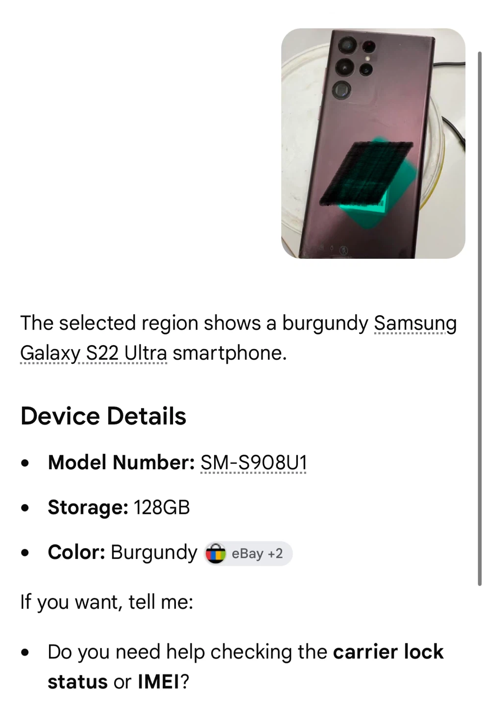 Samsung Galaxy S22 Ultra 128GB Burgundy