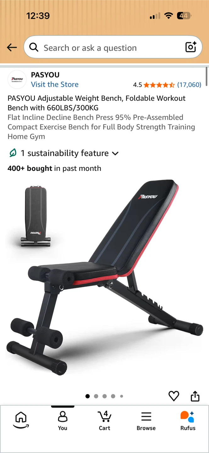 PASYOU Adjustable Weight Bench - photo 2