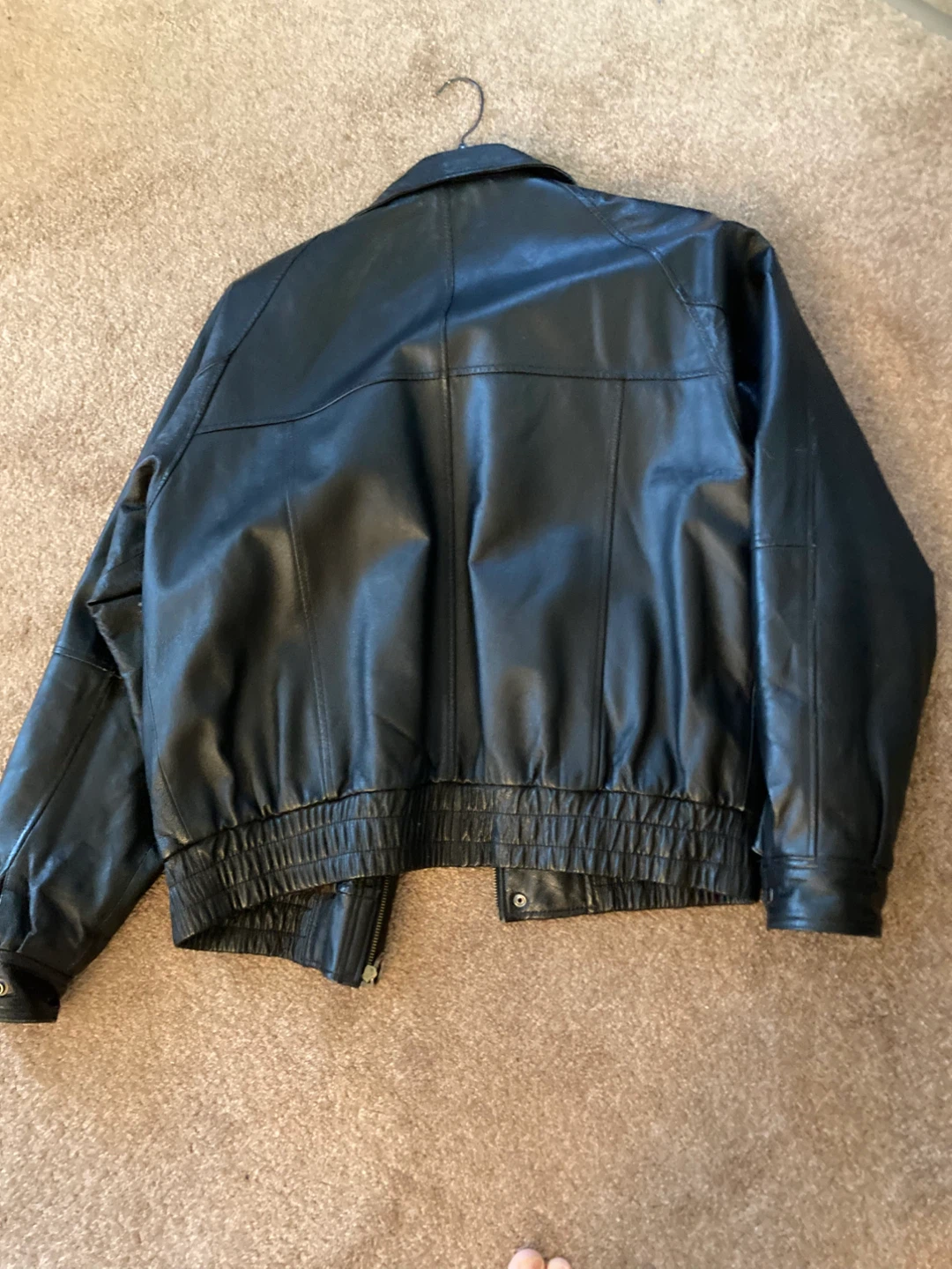 Amanati black leather jacket with brown lining - photo 3