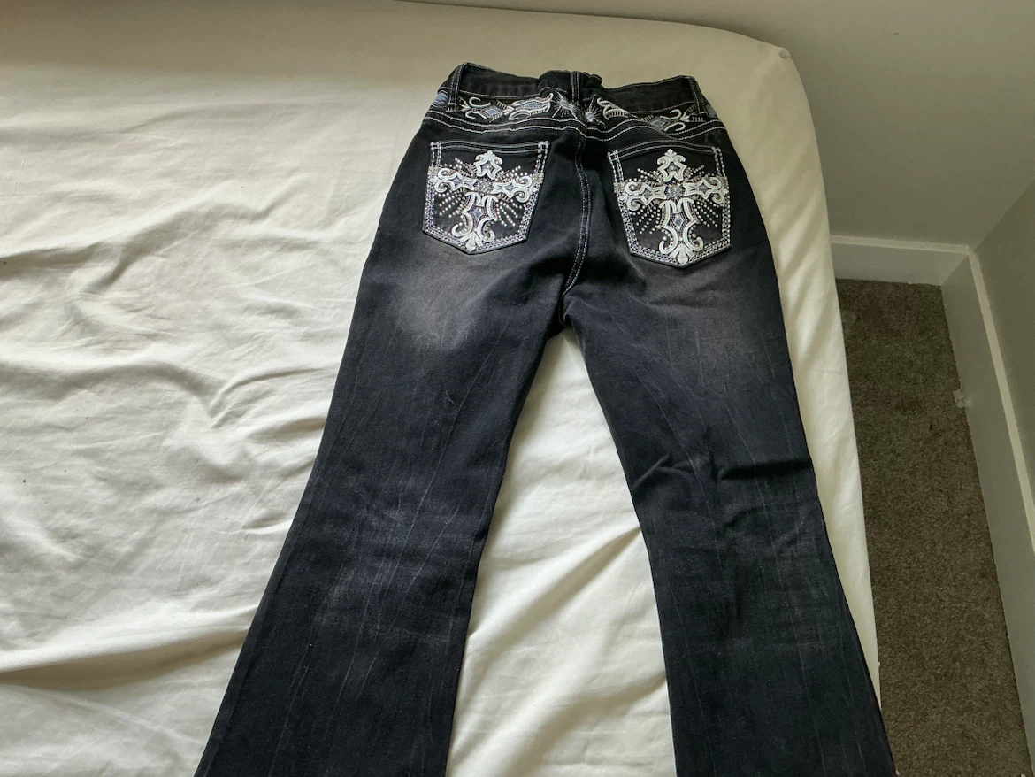 Women's Black Embellished Bootcut Jeans