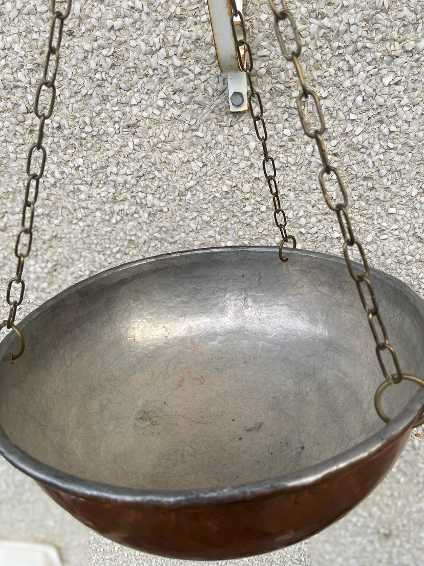 Vintage Hammered Copper Hanging Bowl Planter