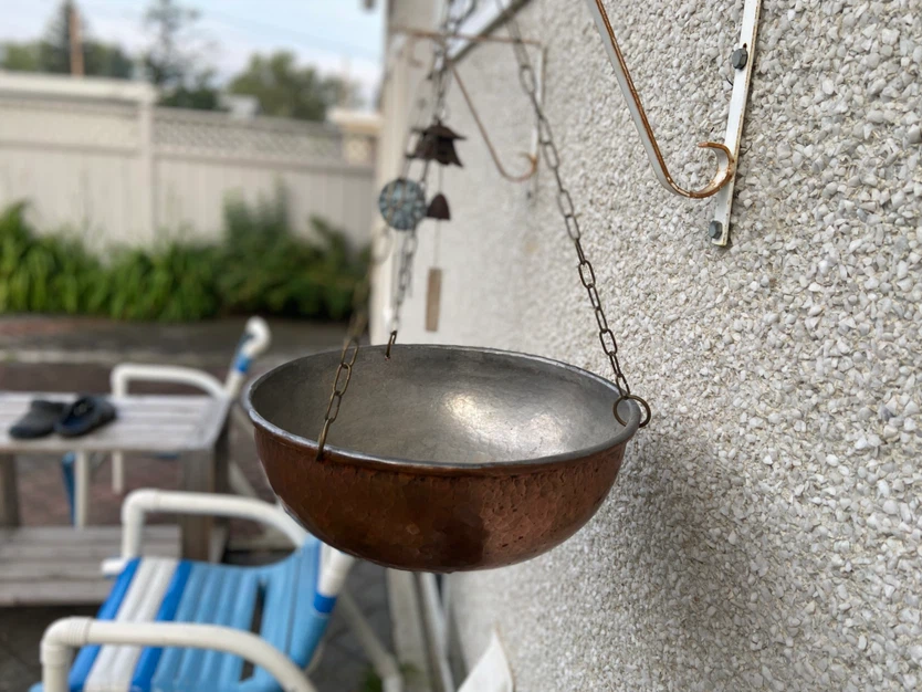 Vintage Hammered Copper Hanging Bowl Planter - photo 2