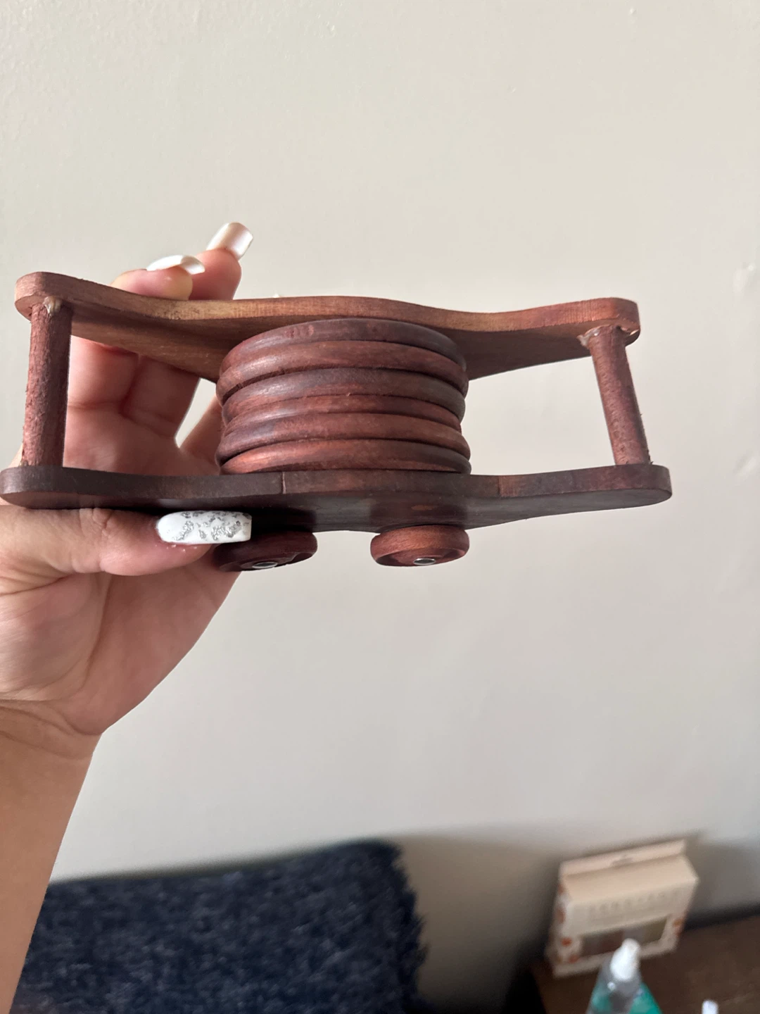 Hand made Wooden Coaster Set with Holder - photo 2
