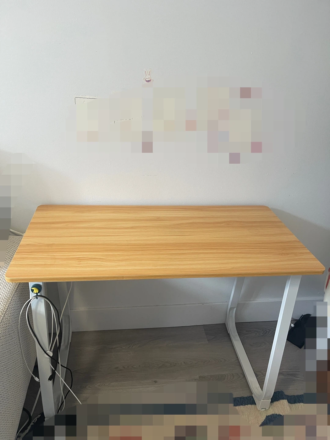 Wooden Top Desk with White Frame