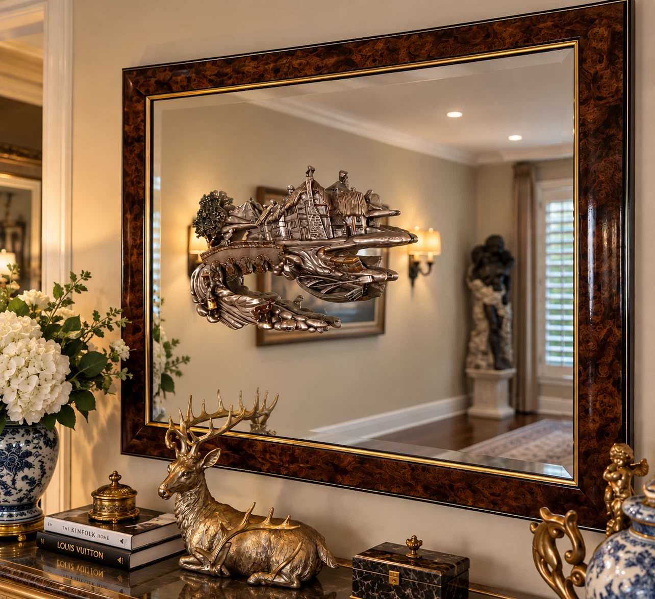 Large Ornate Wall Mirror with Decorative Floating Element - photo 2