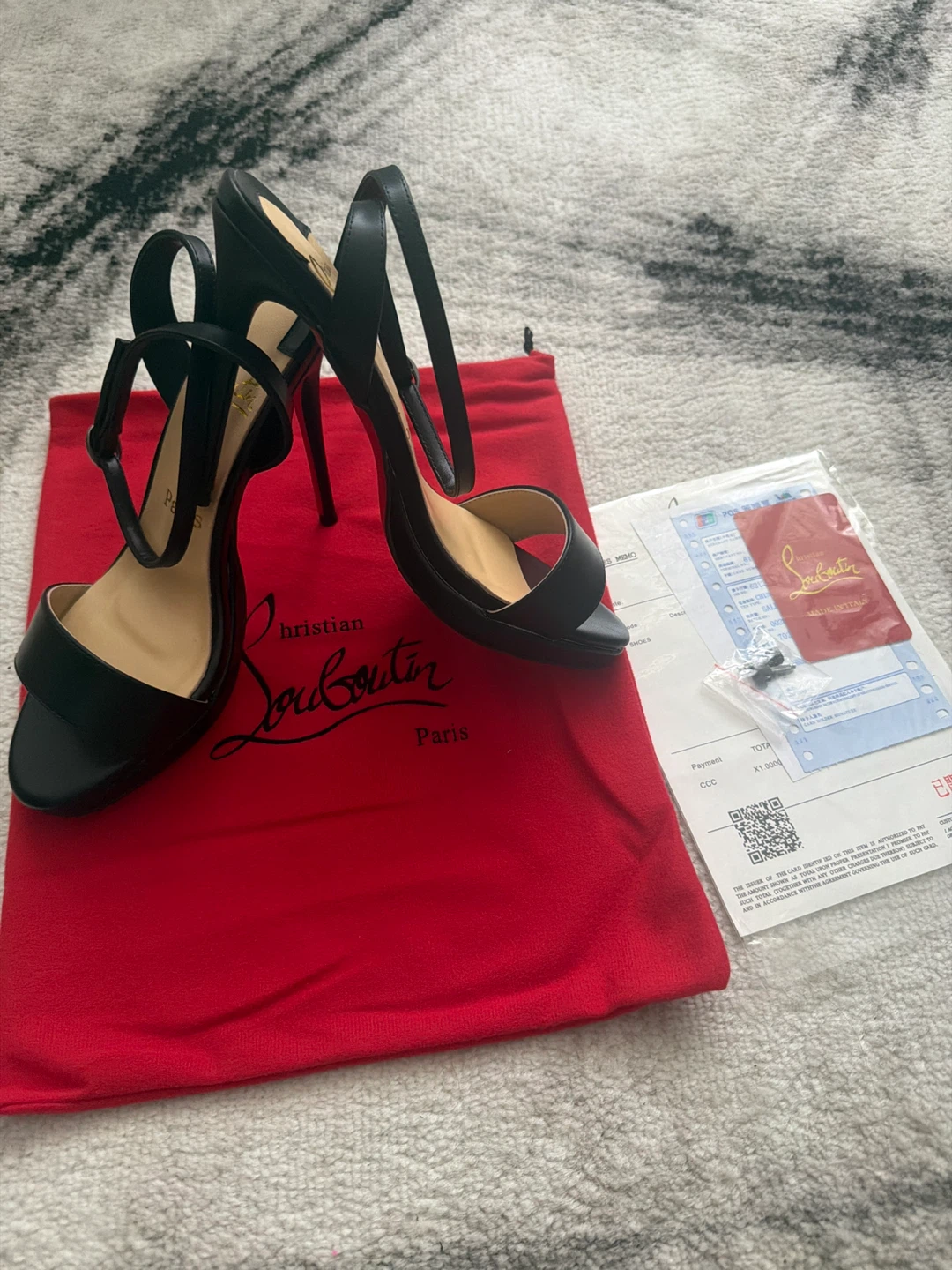 Christian Louboutin Black Leather Strappy Heels Size 37 - photo 5