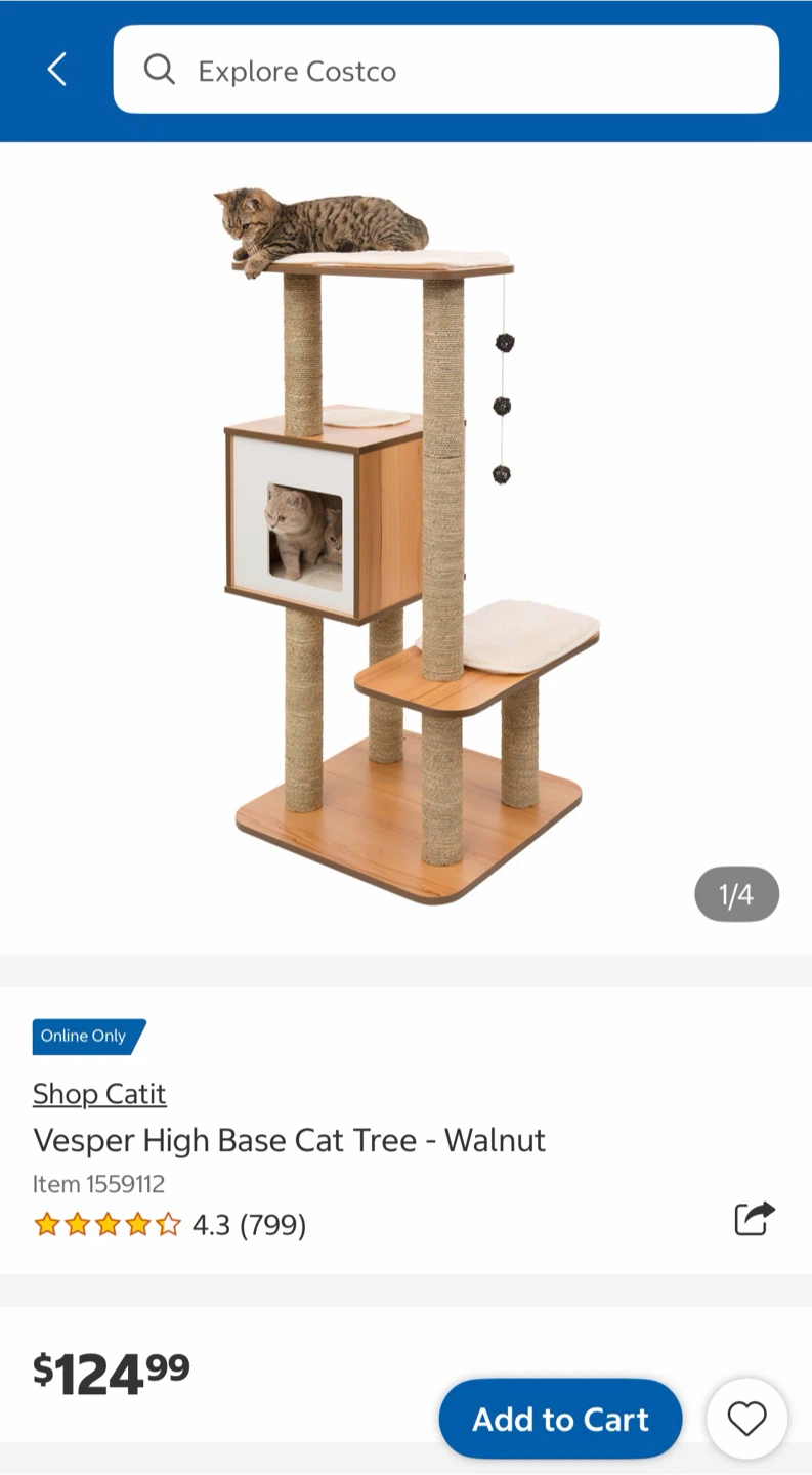 Vesper High Base Cat Tree - Walnut - photo 5